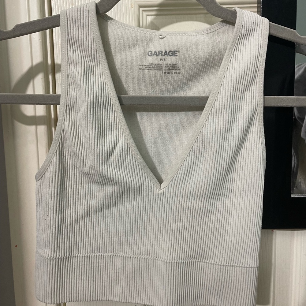 Garage White stella seamless plunge tank top